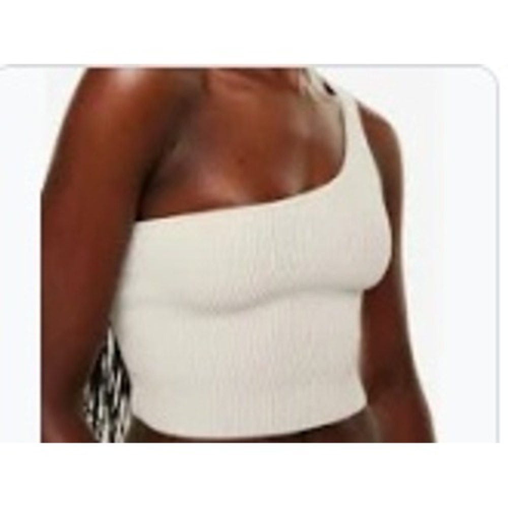 Babaton Aritzia One Shoulder Ribbed Knit Top Cream Ivory Size M